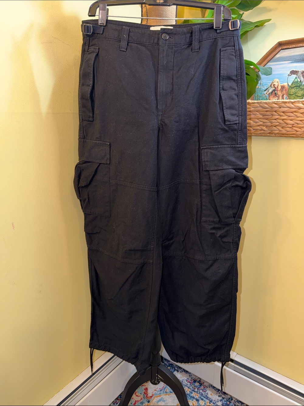 TNA Black Wide-Leg Cargo Jumpsuit Pants